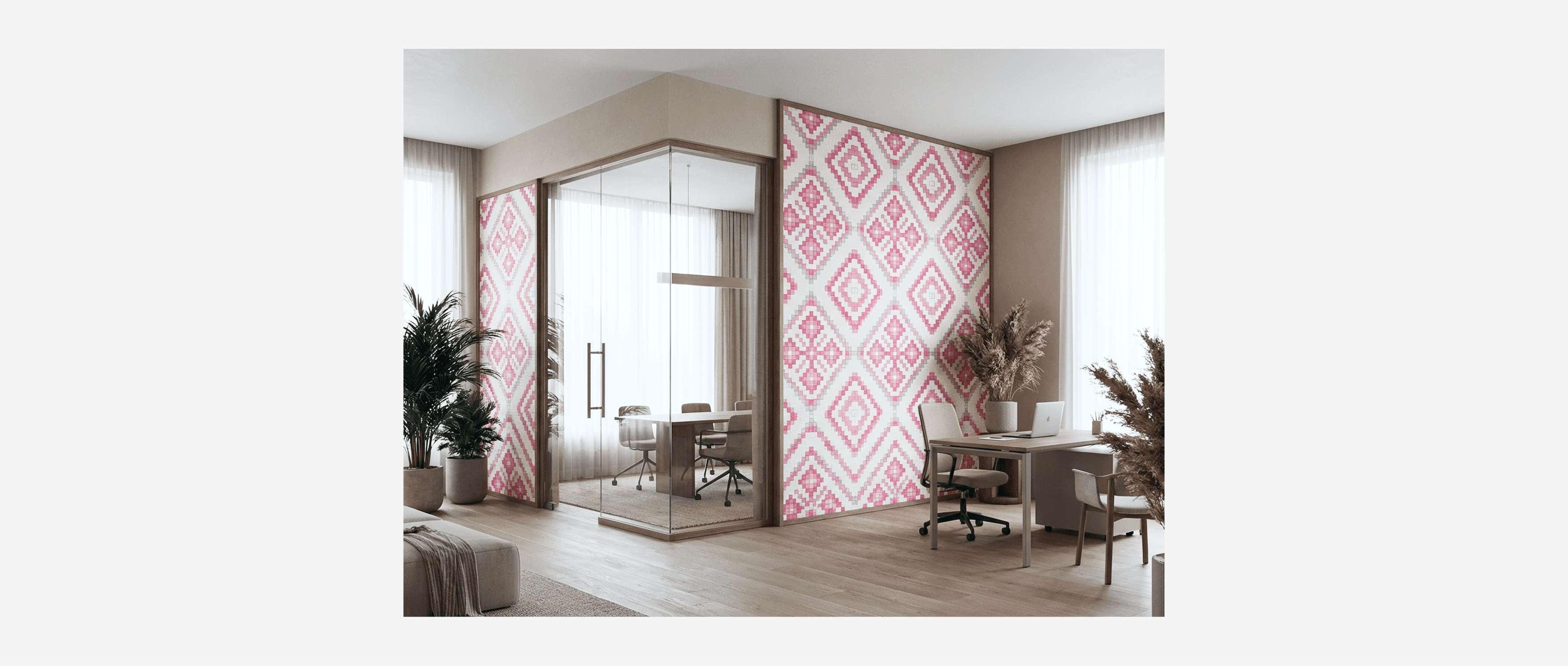Illustration on the wall of an office room