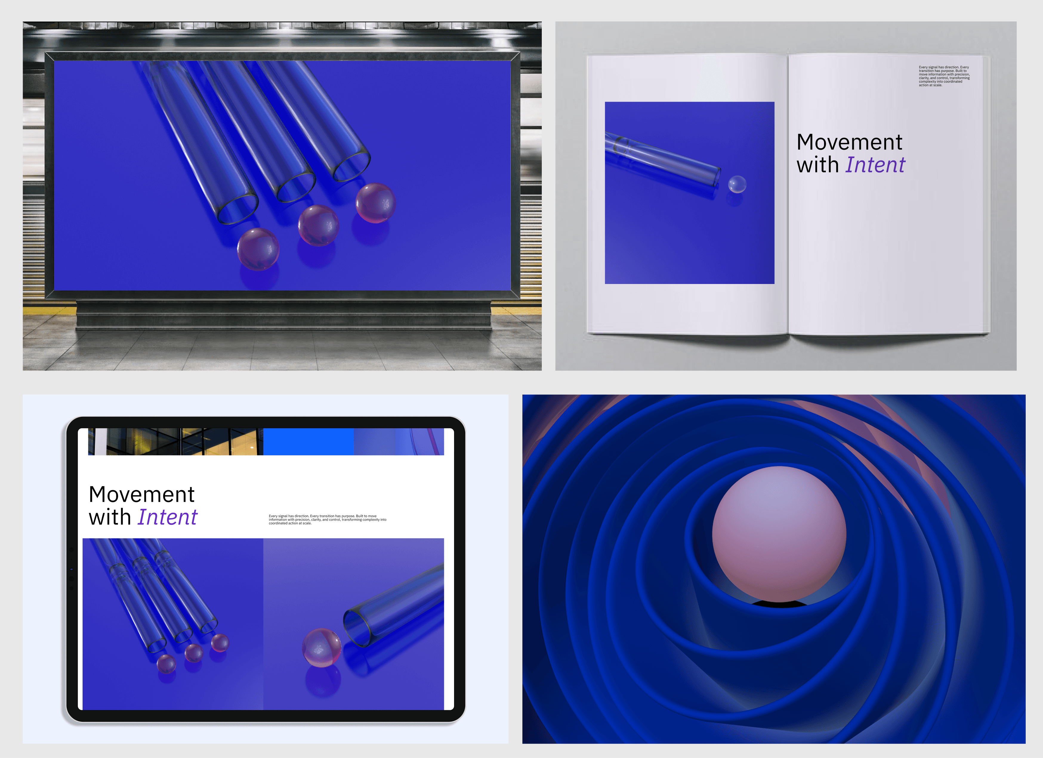 Information flow 3D design on various mockups